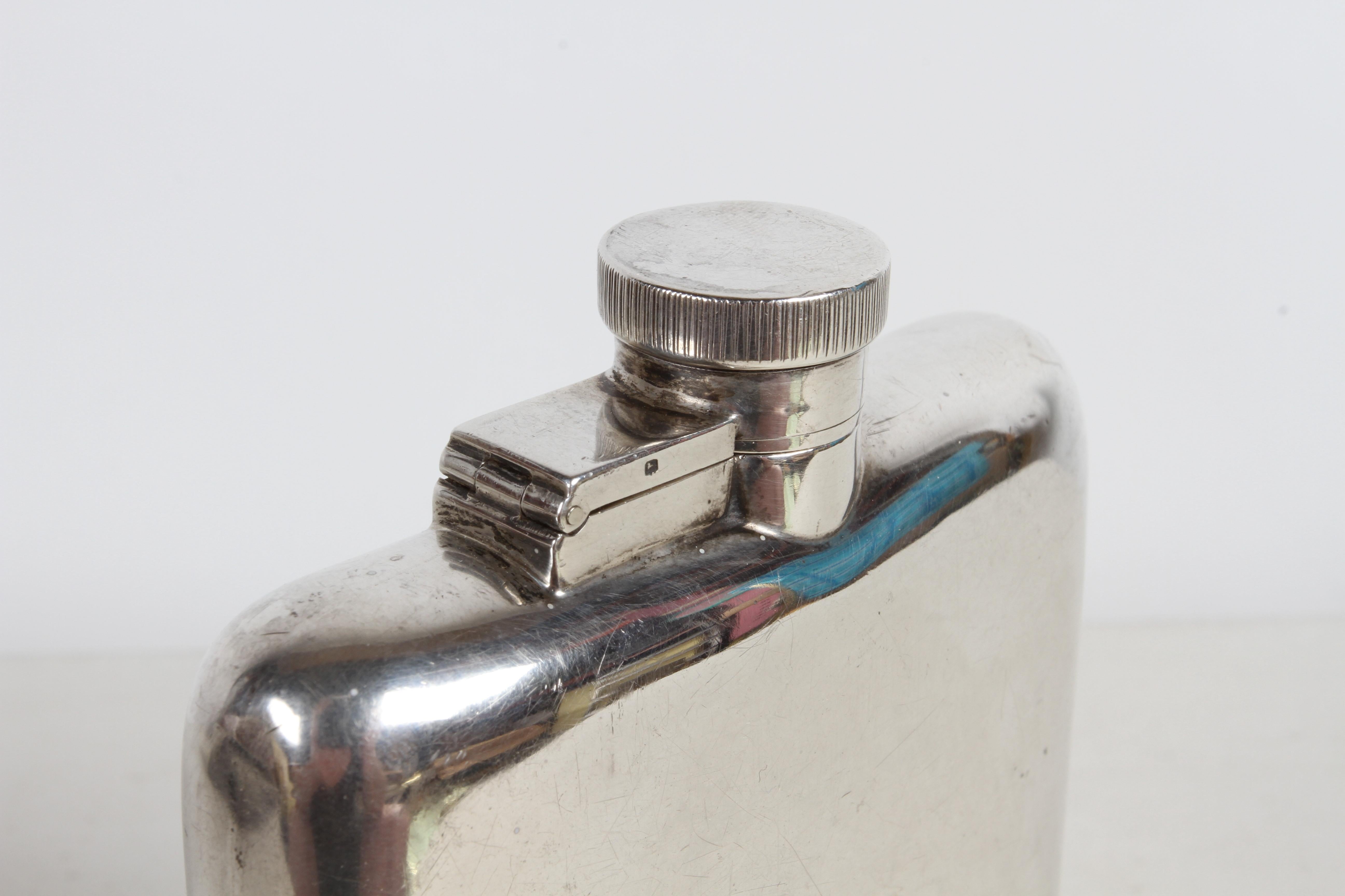 Antique 1940s Gentleman's Sterling Silver Pocket or Hip Flask by Asprey London For Sale 10