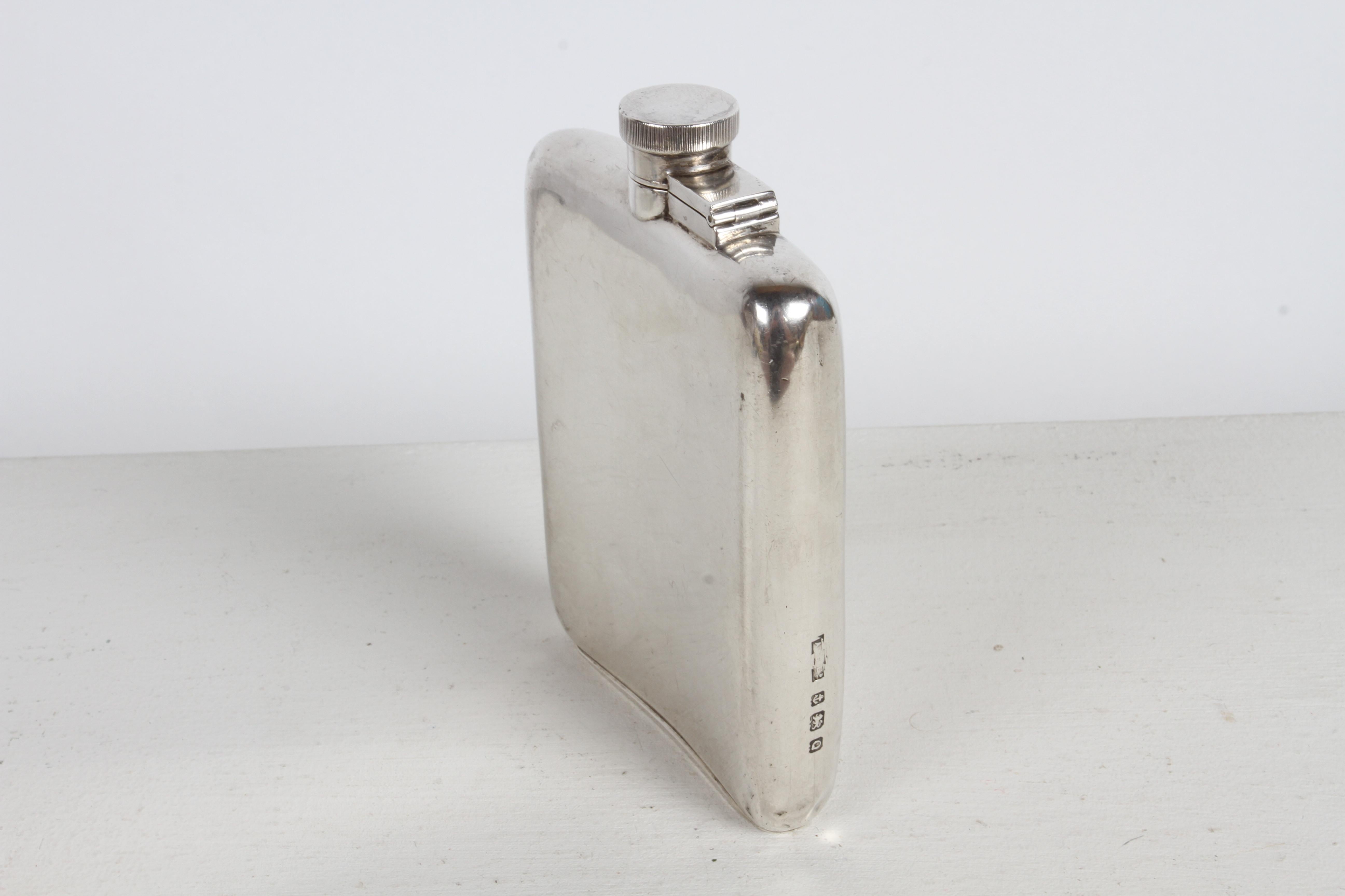 Antique 1940s Gentleman's Sterling Silver Pocket or Hip Flask by Asprey London  For Sale 1