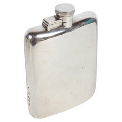Vintage 1940s Gentleman's Sterling Silver Pocket or Hip Flask by Asprey London 