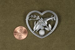 Antique 1940s Georg Jensen Dolphin Heart Sterling Silver Brooch