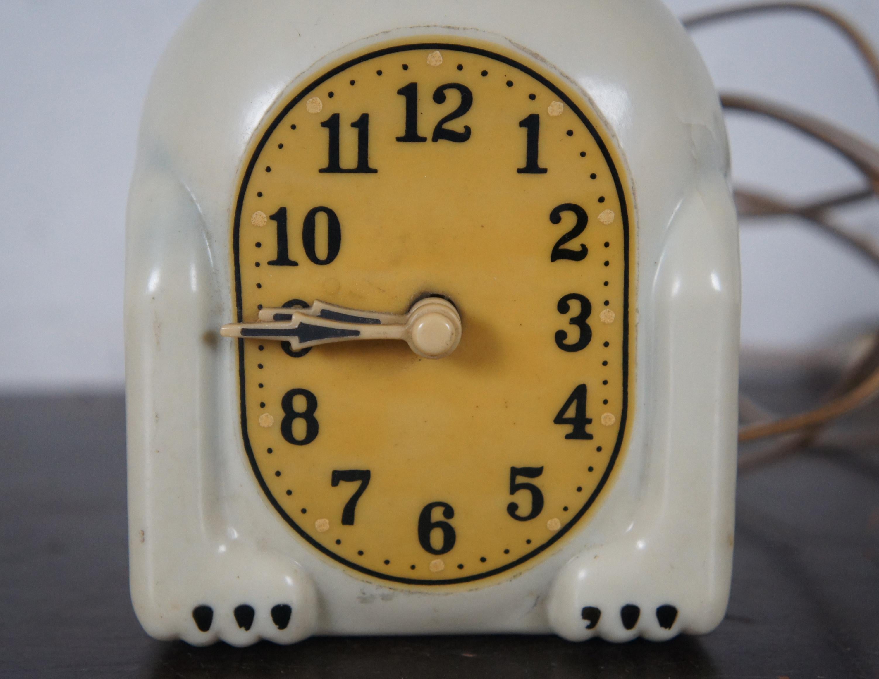 Antique 1940s Kit Cat Klock Model C2 Electric Wall Clock Ivory MCM Mid Century 1