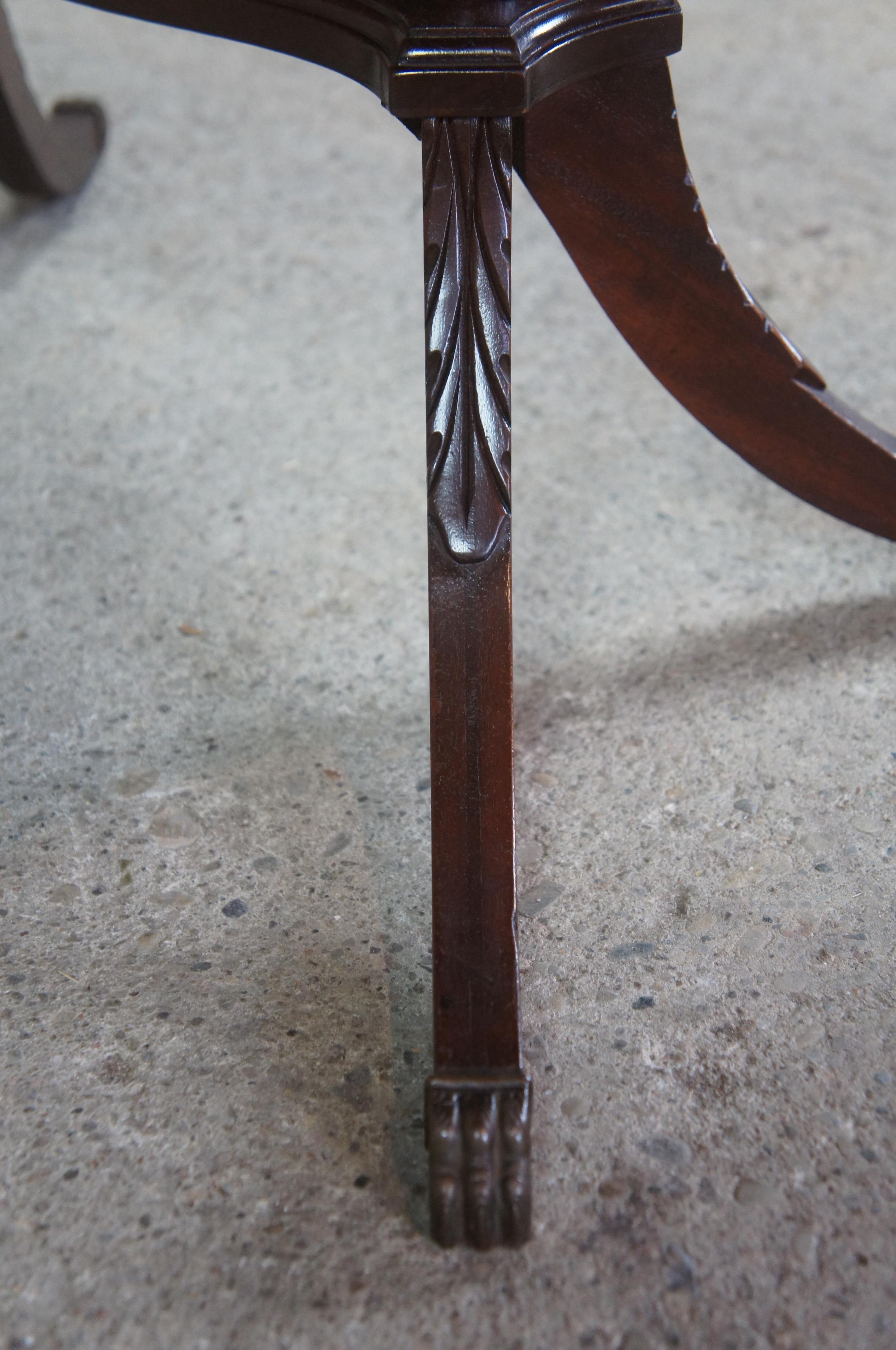 Antique 1940s Mahogany Duncan Phyfe Pedestal Coffee Coktail Tea Table Glass Top 2