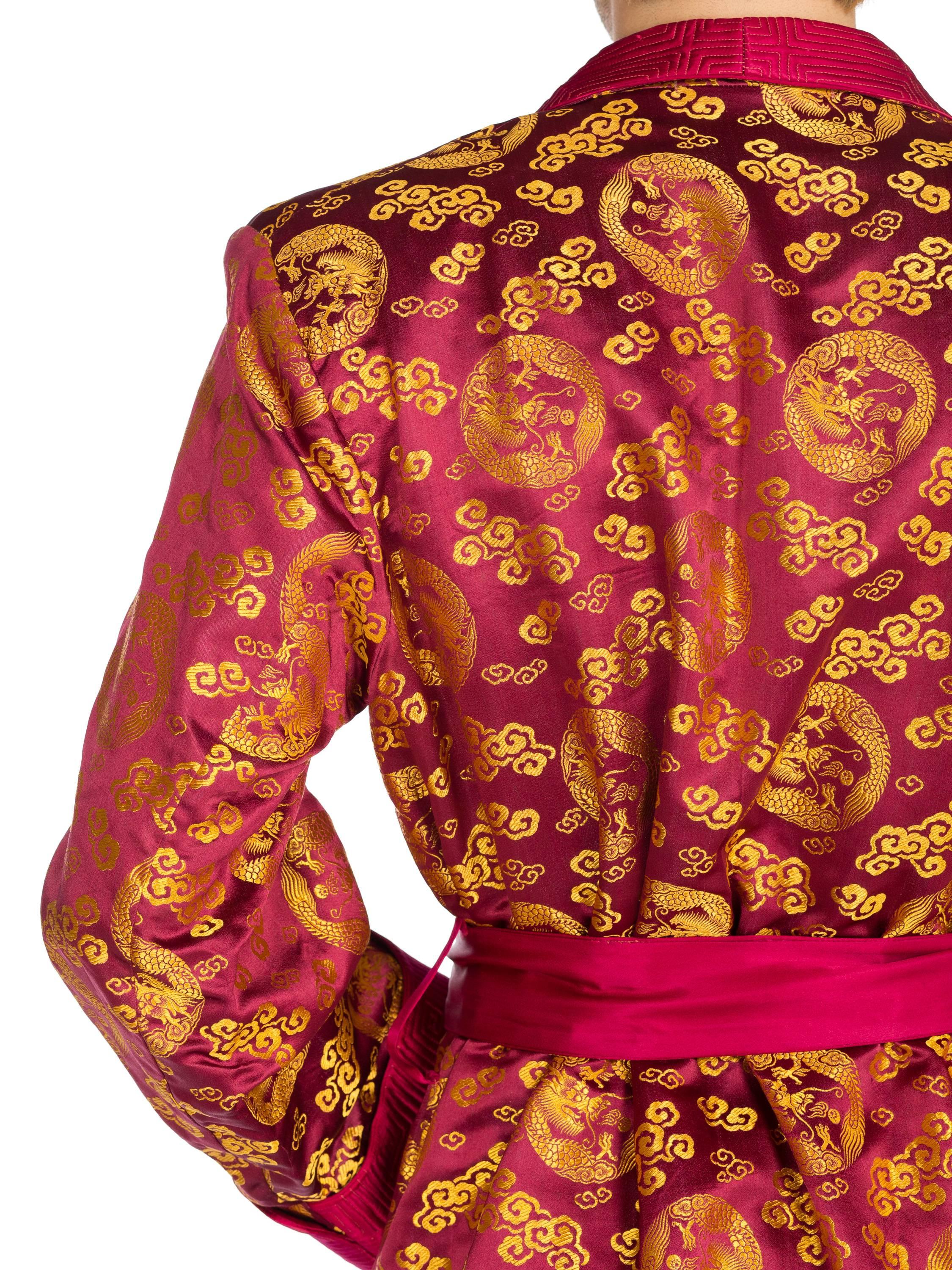 Antique mens Chinese Silk Robe, 1940s  1