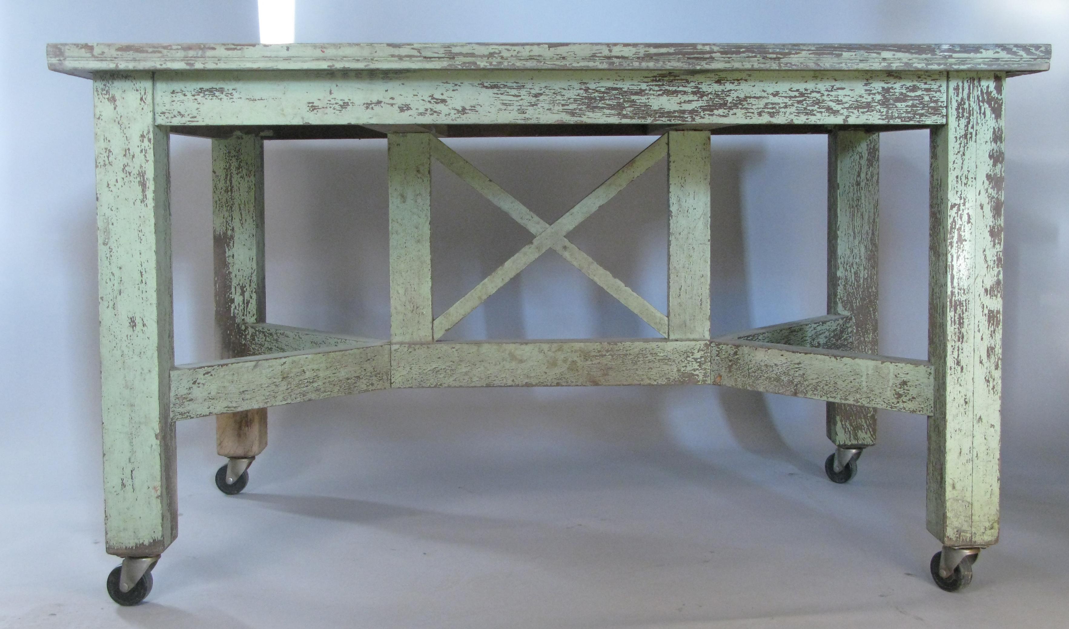 American Antique 1940s Painted Country Table