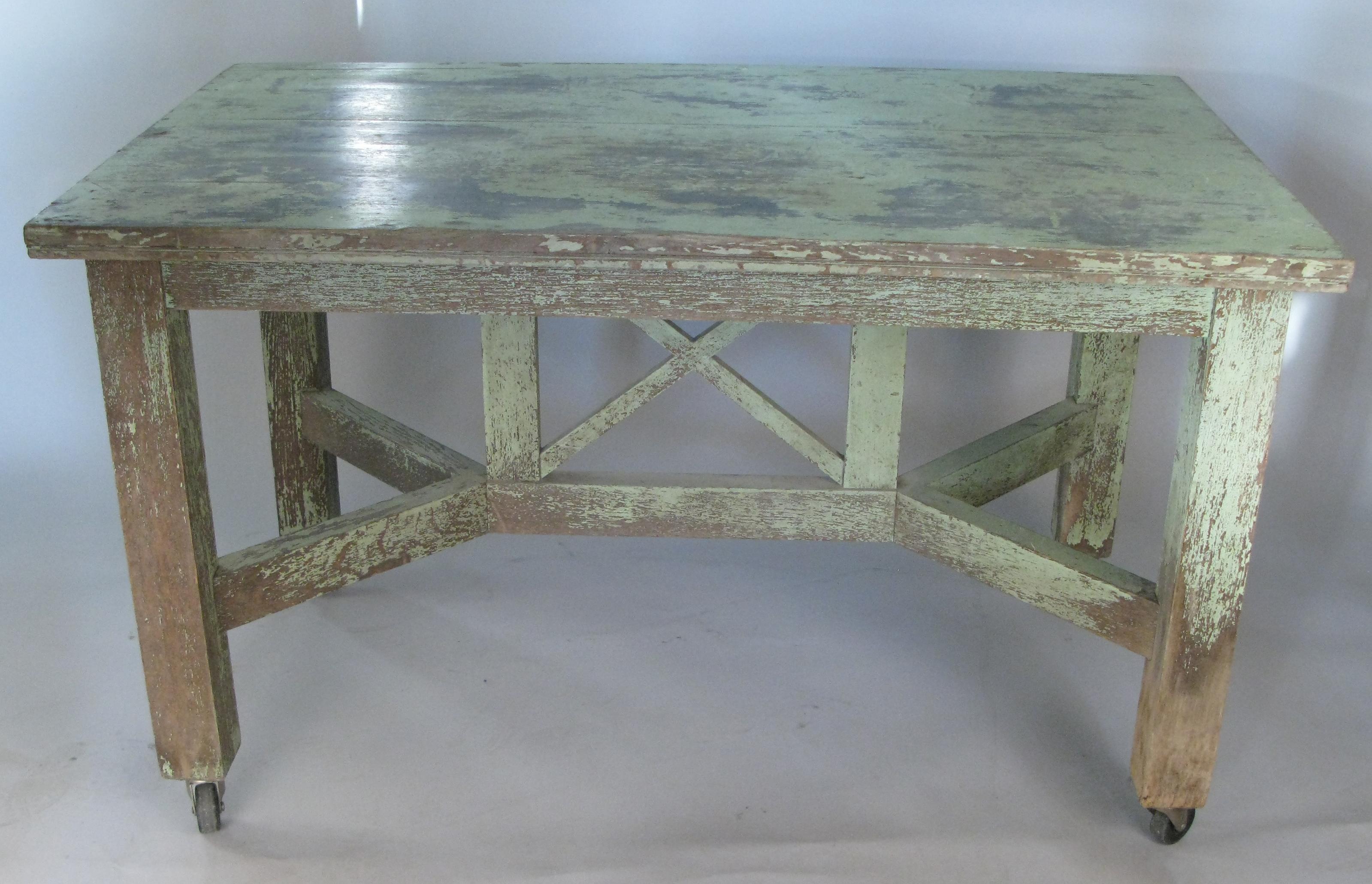 Antique 1940s Painted Country Table 3