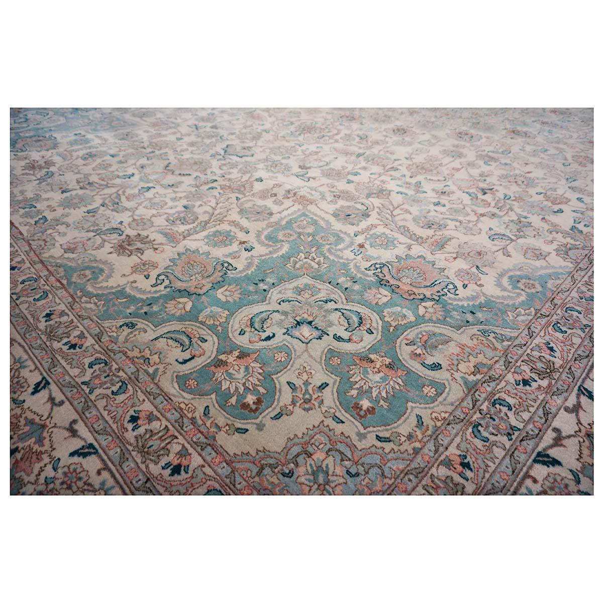 Antike 1940er Jahre persischen Tabriz Pahlavi 11x18 Elfenbein & Blau handgefertigt Bereich Teppich im Angebot 5