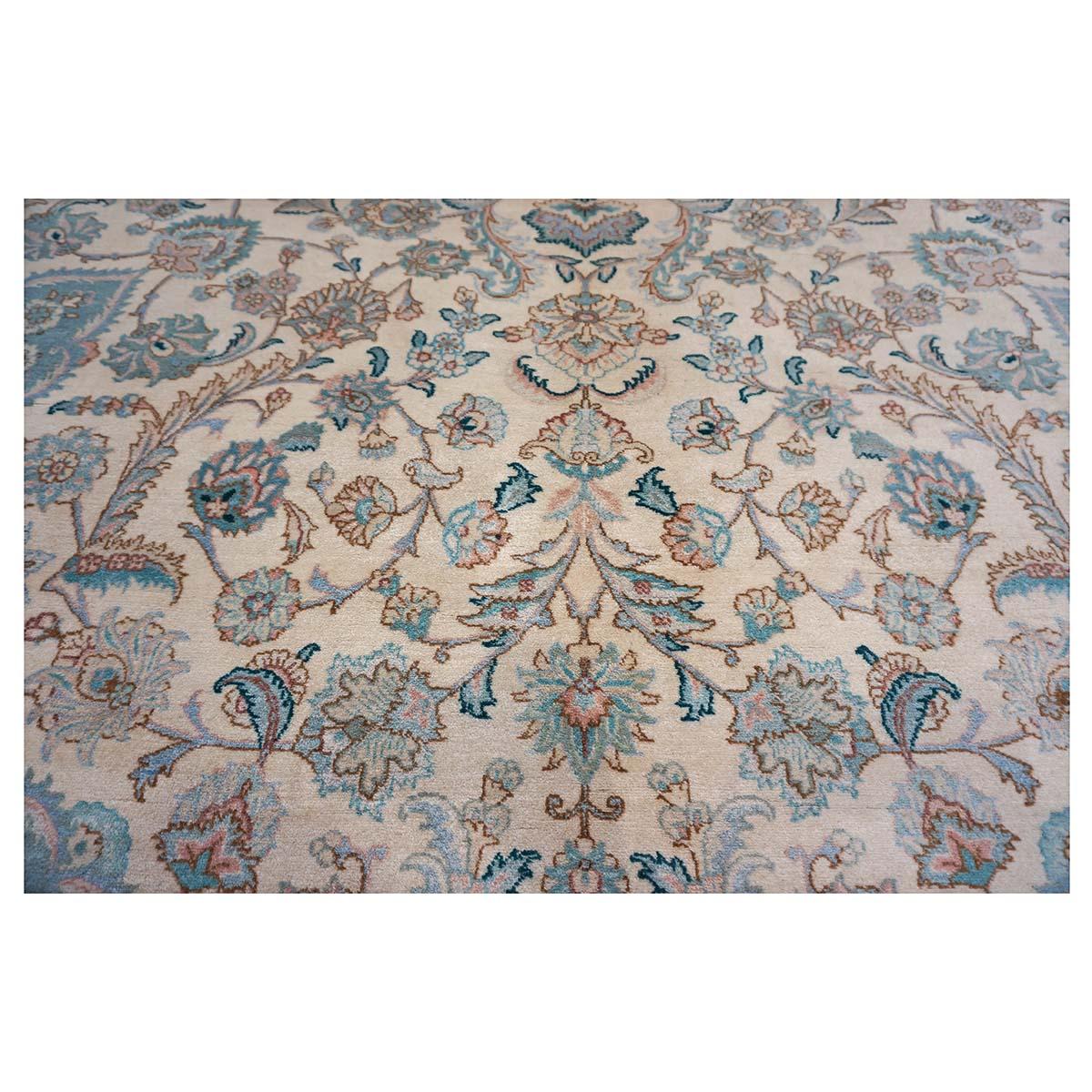 Antike 1940er Jahre persischen Tabriz Pahlavi 11x18 Elfenbein & Blau handgefertigt Bereich Teppich im Angebot 1