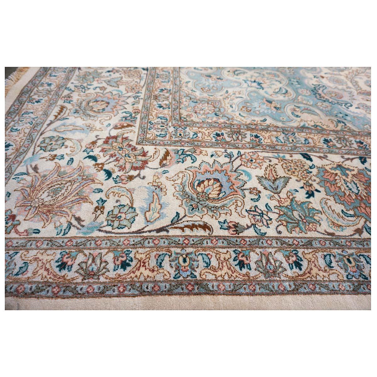 Antike 1940er Jahre persischen Tabriz Pahlavi 11x18 Elfenbein & Blau handgefertigt Bereich Teppich im Angebot 2