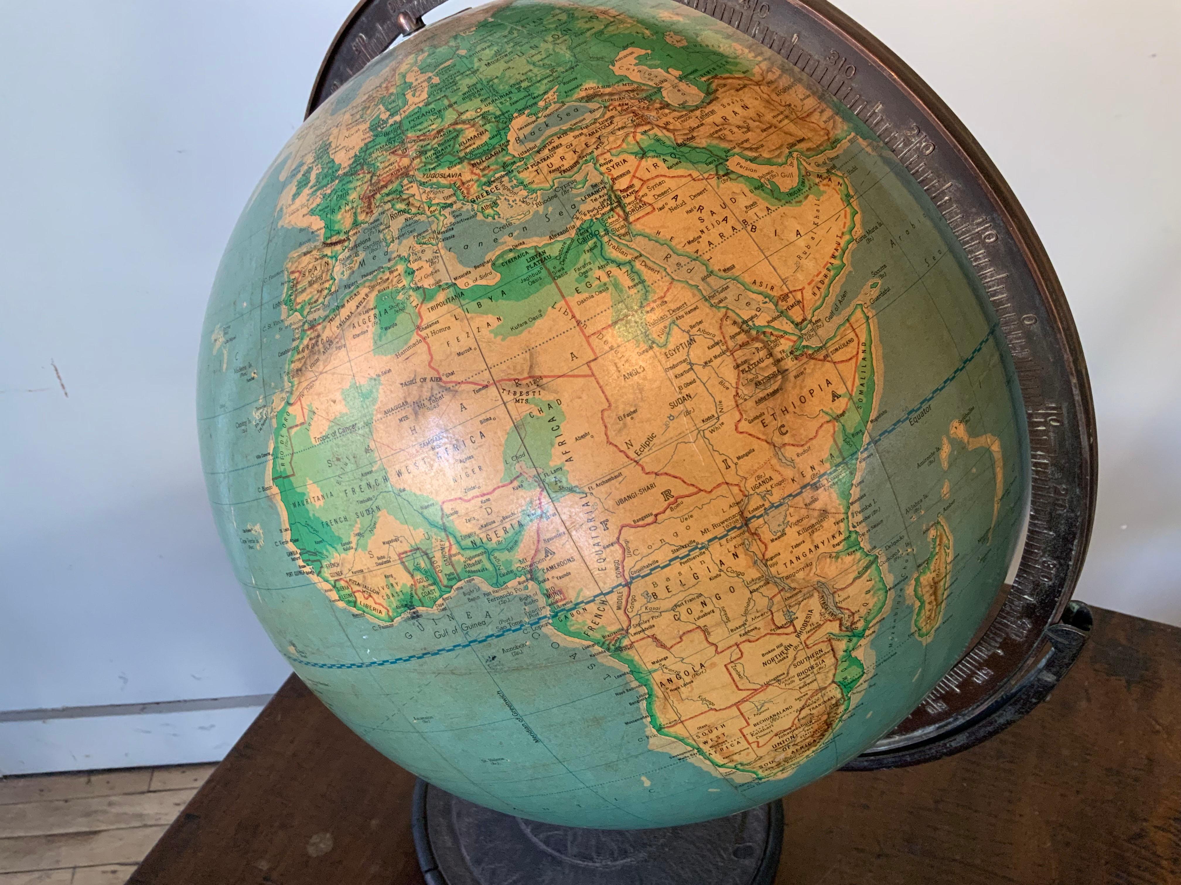 American Antique 1940's Tabletop Globe by Denoyer Geppert For Sale