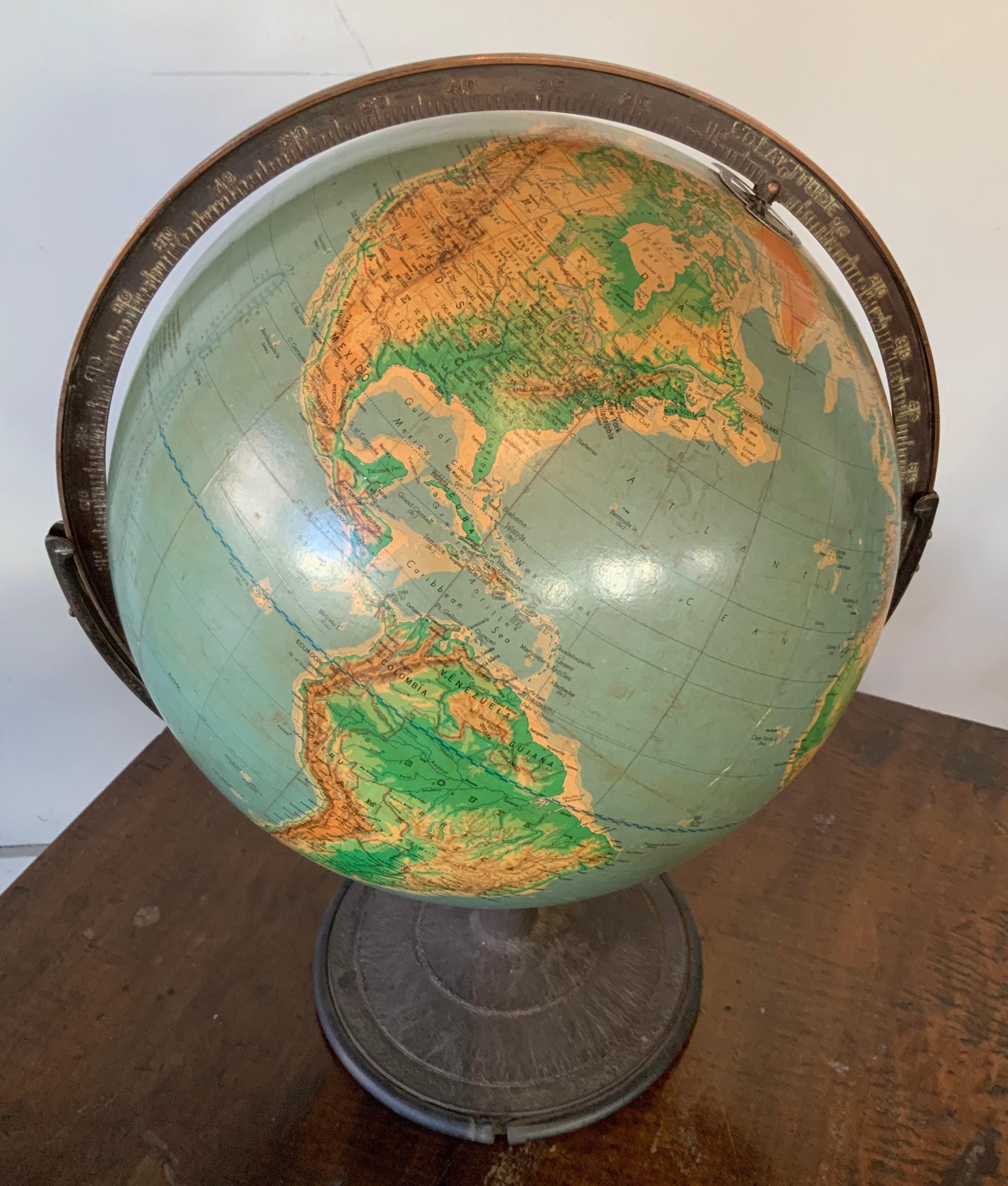 Antique 1940's Tabletop Globe by Denoyer Geppert For Sale 1