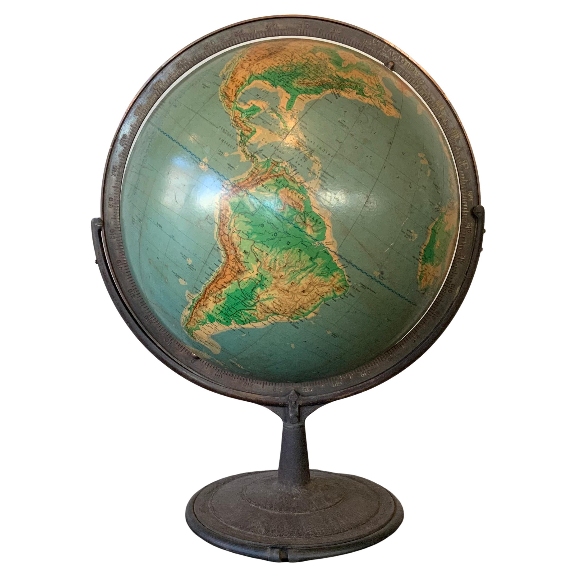 Antique 1940's Tabletop Globe by Denoyer Geppert For Sale