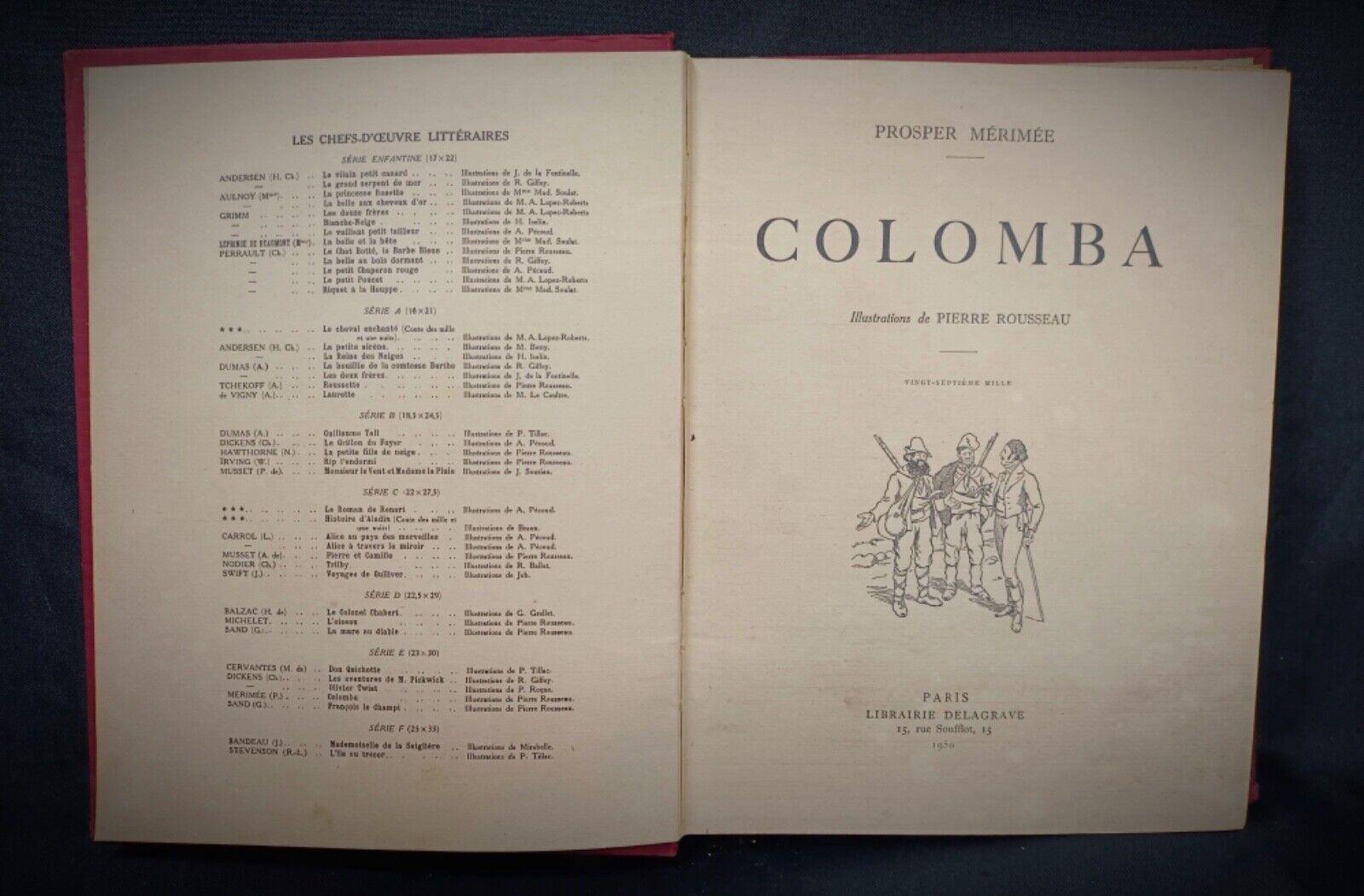 Empire Livre ancien de 1950 - La Colomba de Mérimée, illustrée par Pierre Rousseau  - 2Y129 en vente