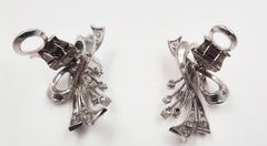 Antique 1950 Italian Platinum Single 'Huit Huit' Cut Diamond Earrings