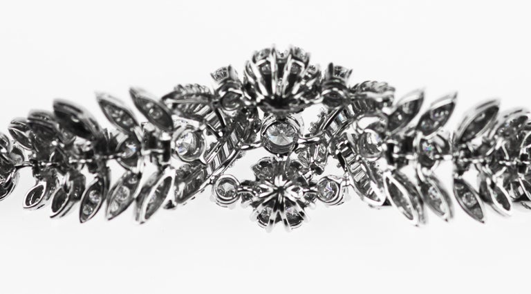 Antique 1950 Diamond Statement/Cocktail Flower Leaves Bracelet in 18k ...