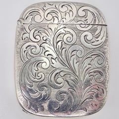 Antica scatola di fiammiferi in argento inciso degli anni '50