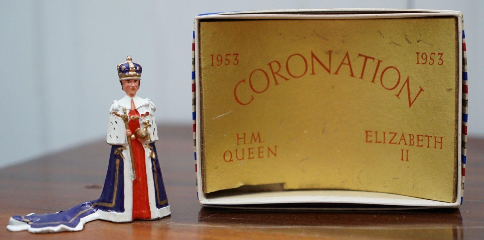 We are delighted to offer for sale this lovely rare boxed original souvenir of HM The Queen Elizabeth II on her coronation in 1953

The toy or model is in the original box which is original, it’s a fine example.

Box dimensions:

Height 9.5