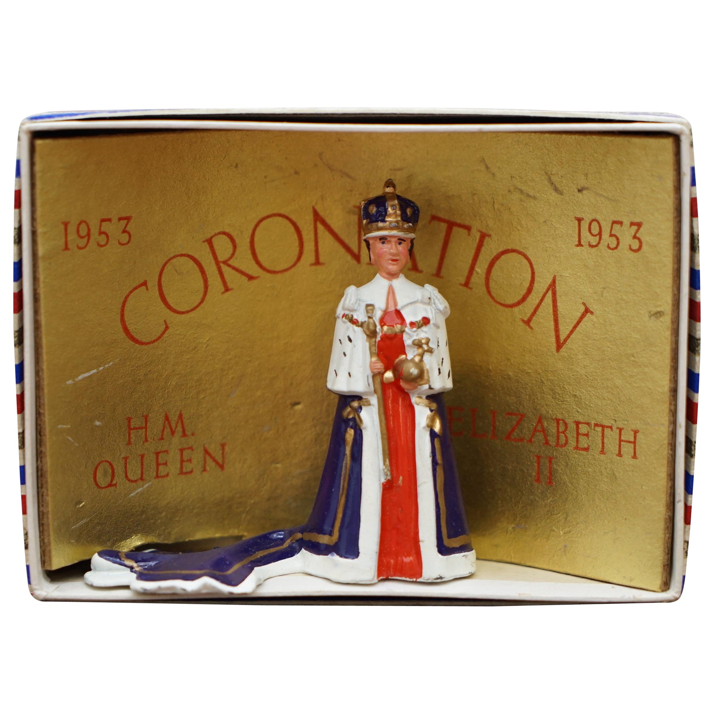 Antique 1953 Lead Toy HM the Queen Elizabeth II Coronation Rare Boxed Original