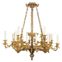 Antique 1960s Gold Bronze Chandelier