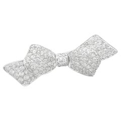 Antique 1.99 Carat Diamond and Platinum Bow Brooch Circa 1900