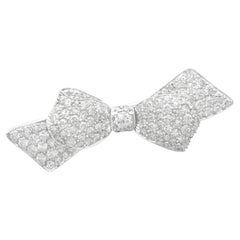 Antique 1.99 Carat Diamond and Platinum Bow Brooch Circa 1900