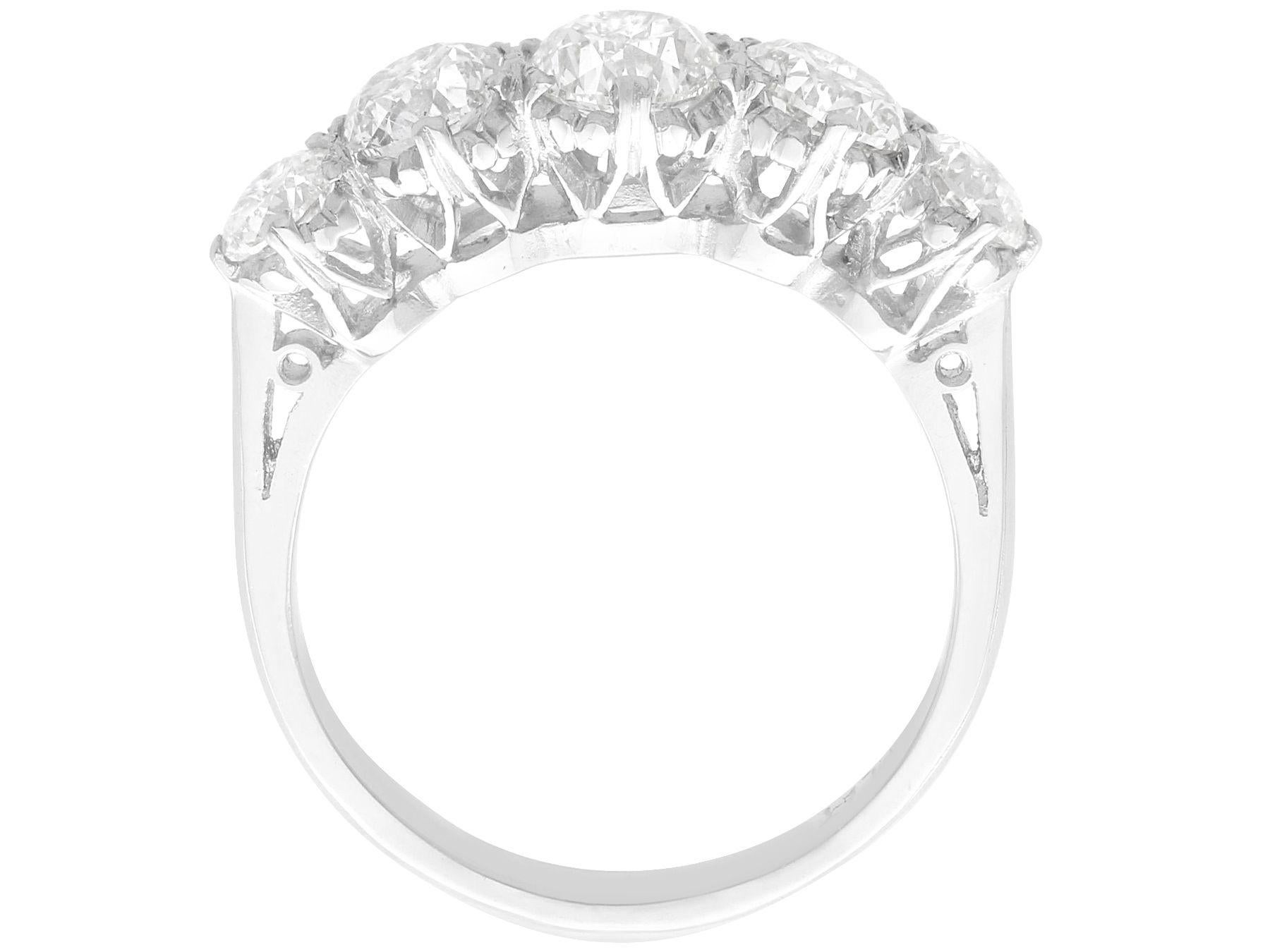 Women's or Men's Antique 1.99 Carat Diamond and Platinum Five Stone Ring, circa 1930 For Sale