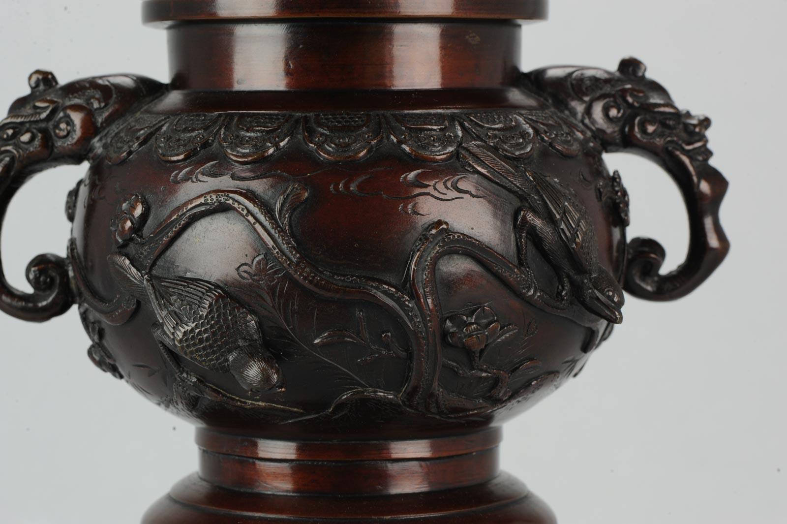 Antique 19th Century Japanese Bronze Inscens Burner on Foot Japanese Bronze For Sale 15