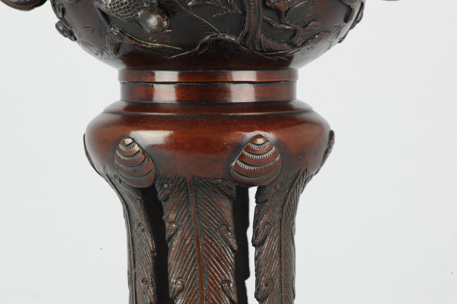 Antique 19th Century Japanese Bronze Inscens Burner on Foot Japanese Bronze For Sale 16
