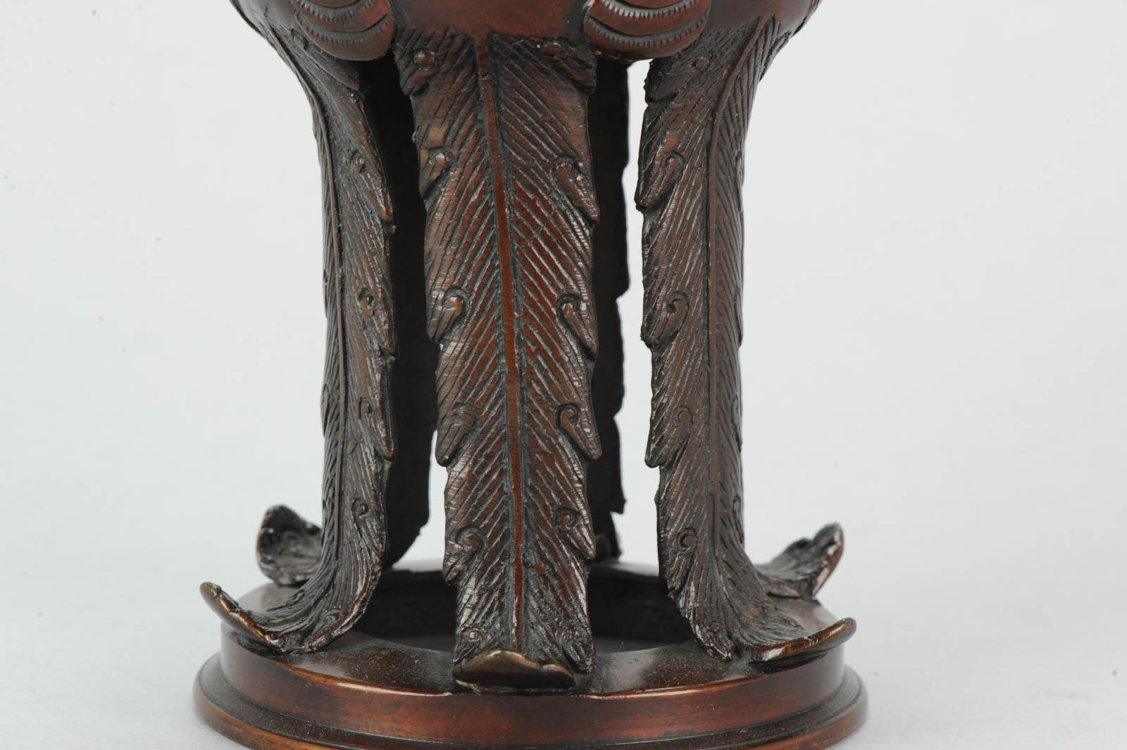 Antique 19th Century Japanese Bronze Inscens Burner on Foot Japanese Bronze For Sale 3
