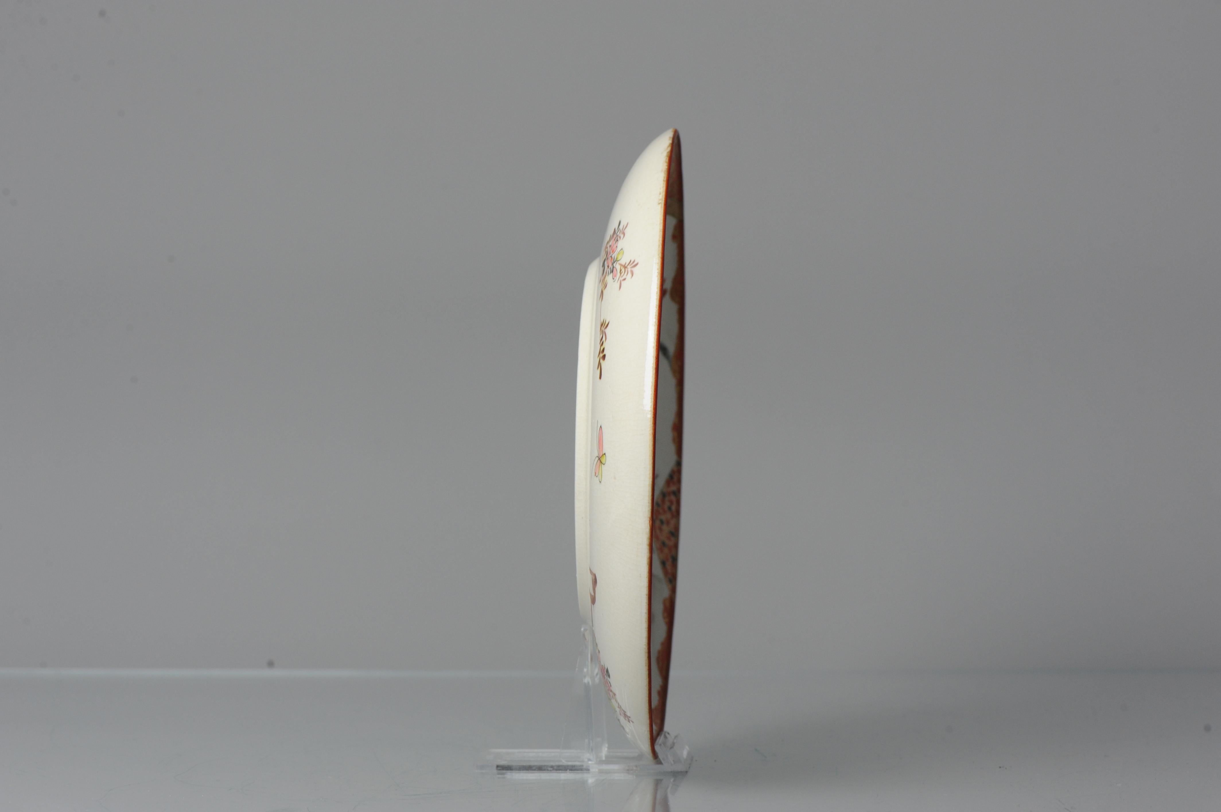 Antique 19C Japanese Porcelain Kutani Dish Marked on Base Peacocks 7