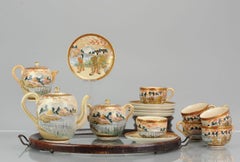 Antique Japanese Satsuma Coffee or Tea Set Richly Decorated Marked Base