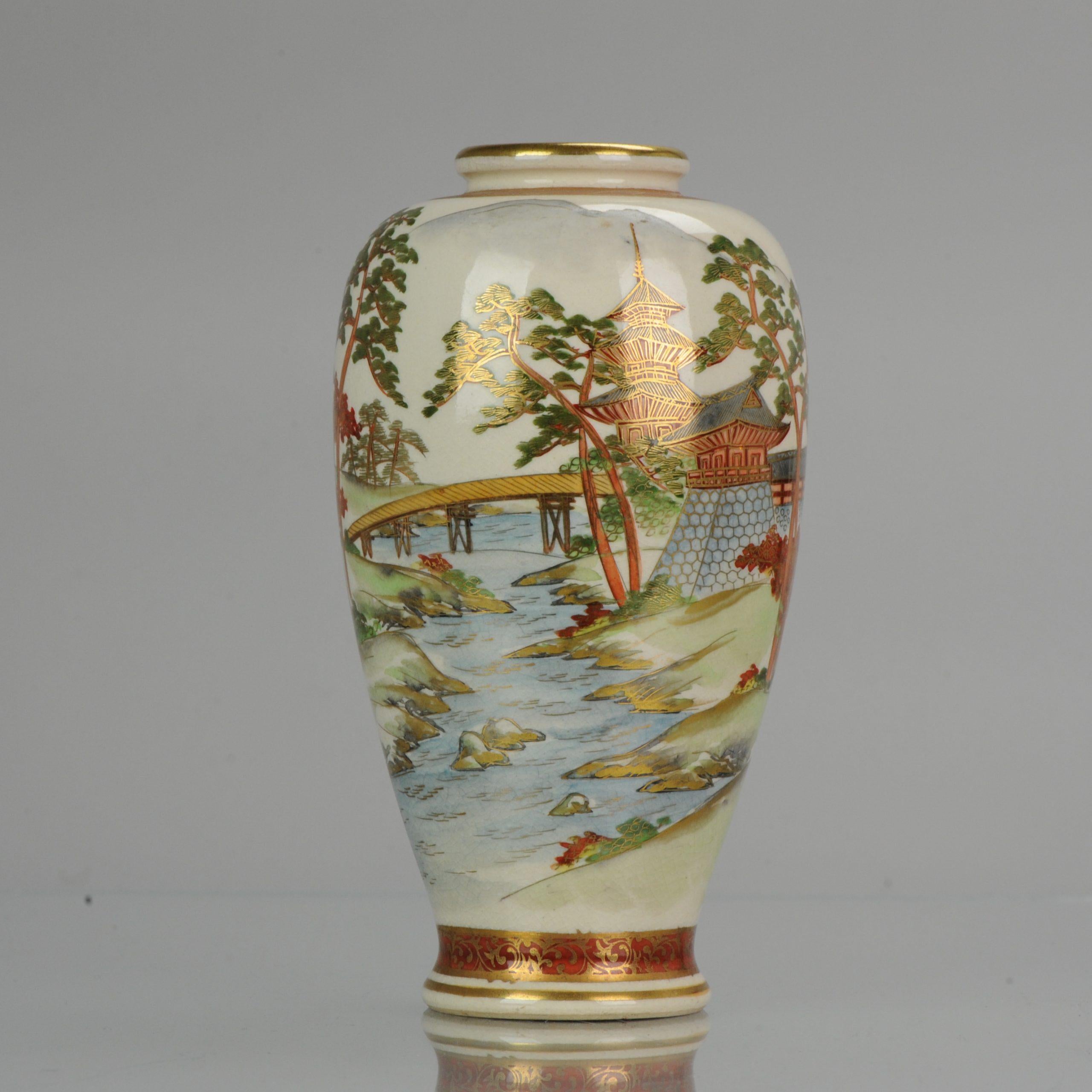 Earthenware Antique 19th Century Japanese Satsuma Vase Japanese Satsuma Ware Landscape Pagod