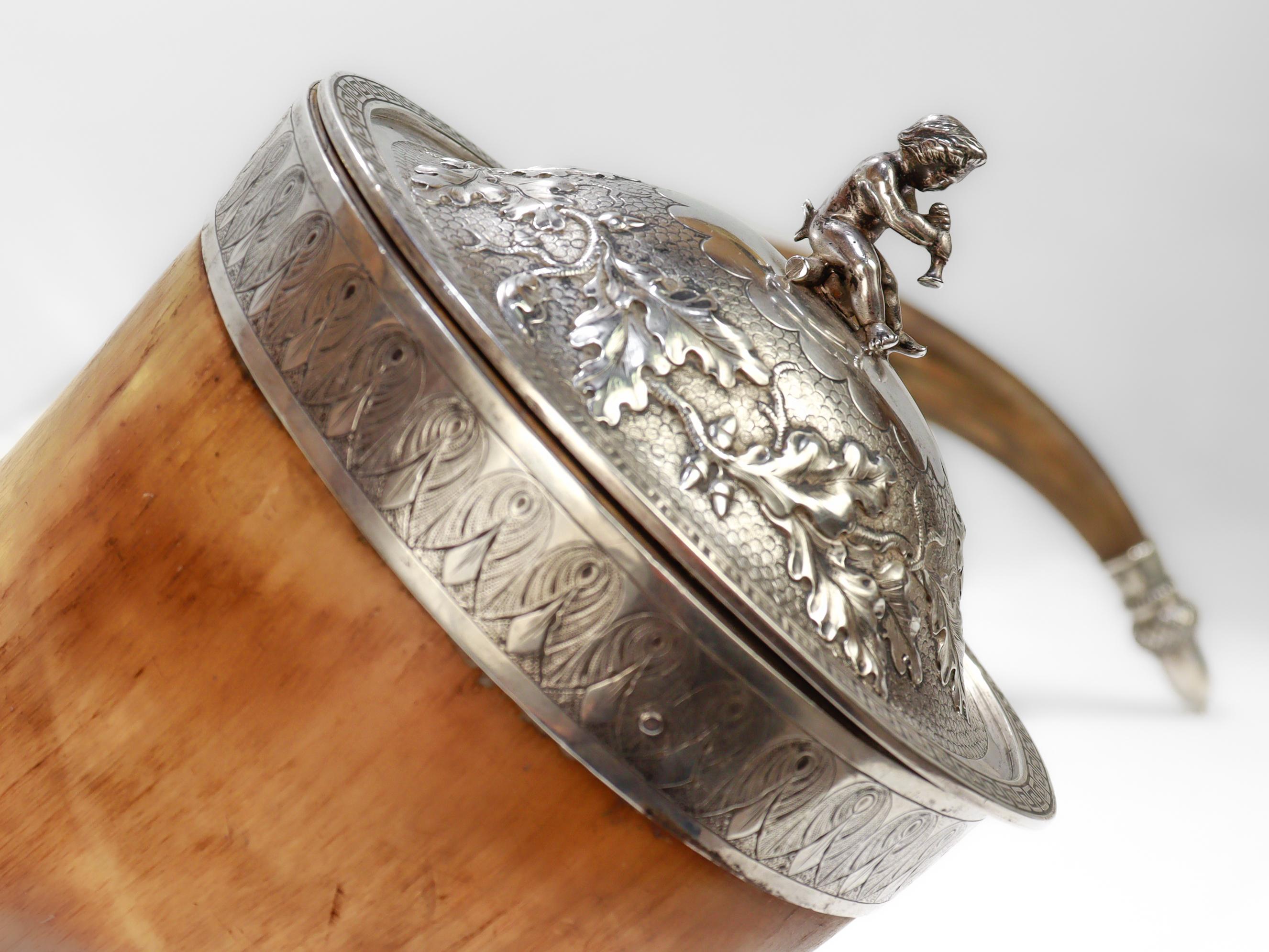 Antico corno di presentazione della Schillerbund di New York del 19c &New con montature d'argento in vendita 3