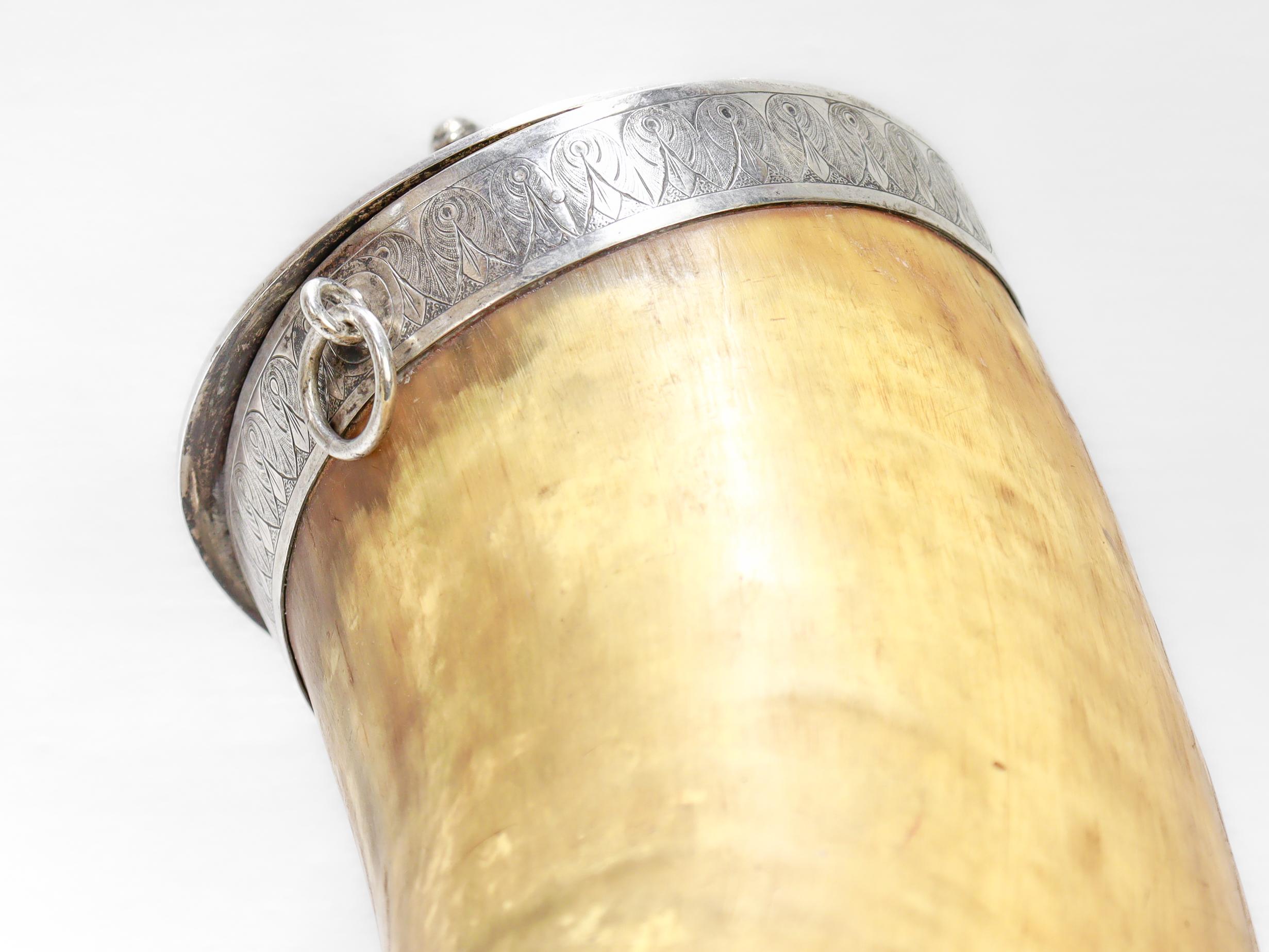 Antico corno di presentazione della Schillerbund di New York del 19c &New con montature d'argento in vendita 6