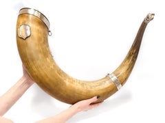 Antique 19c New York City Schillerbund Presentation Horn/Rhyton w Silver Mounts