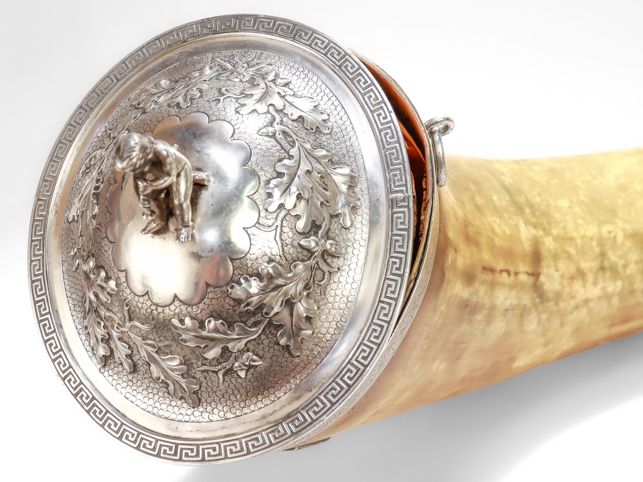 Antico corno di presentazione della Schillerbund di New York del 19c &New con montature d'argento in vendita 13
