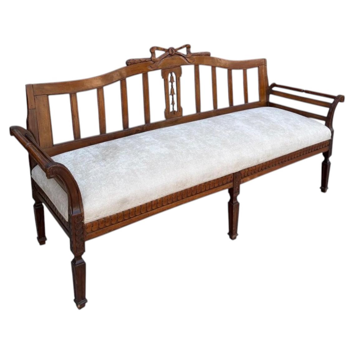 Antique 19c Swedish Gustavian Sofa Settee W Bow Motif For Sale