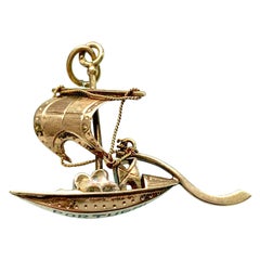 Antique 19k Gold Galleon Charm