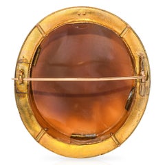 Antique 19k Yellow Gold Saul Playing Harp With Cupid Shell Cameo Brooch