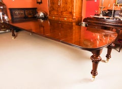Antique 19th C 13 ft Flame Mahogany Extending Dining Table & 14 chairs