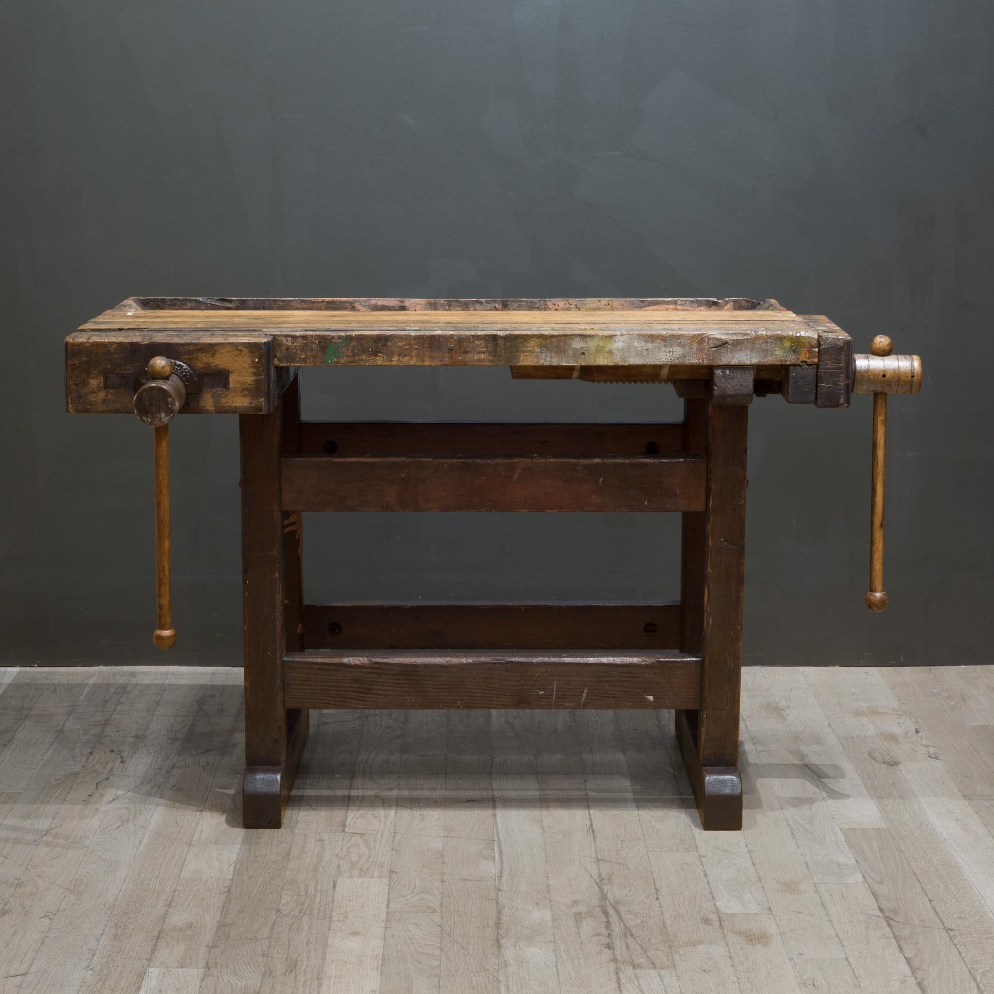 Rustic Antique 19th c. American Carpenter's Workbench c.1890-1900