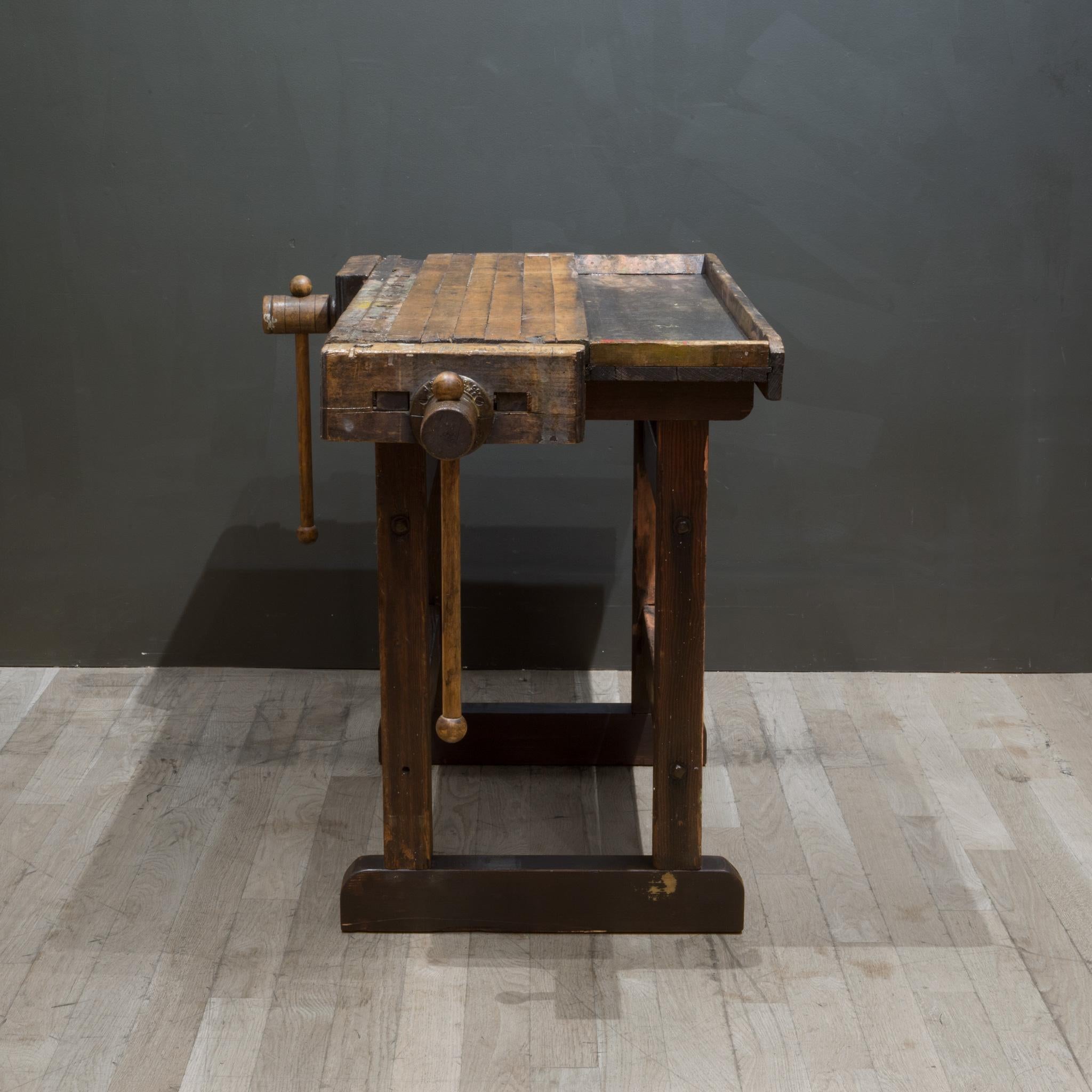 20th Century Antique 19th c. American Carpenter's Workbench c.1890-1900