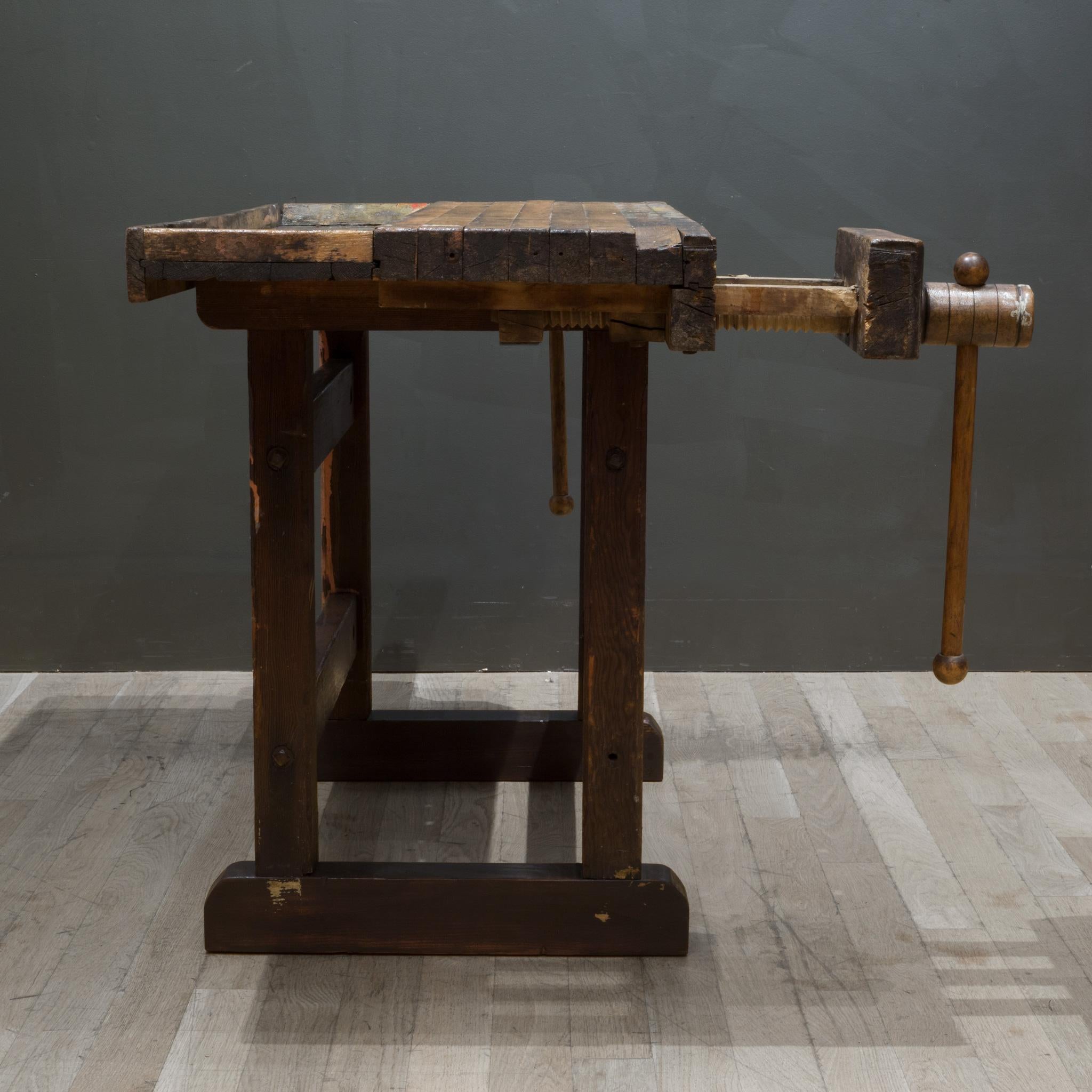 Antique 19th c. American Carpenter's Workbench c.1890-1900 3