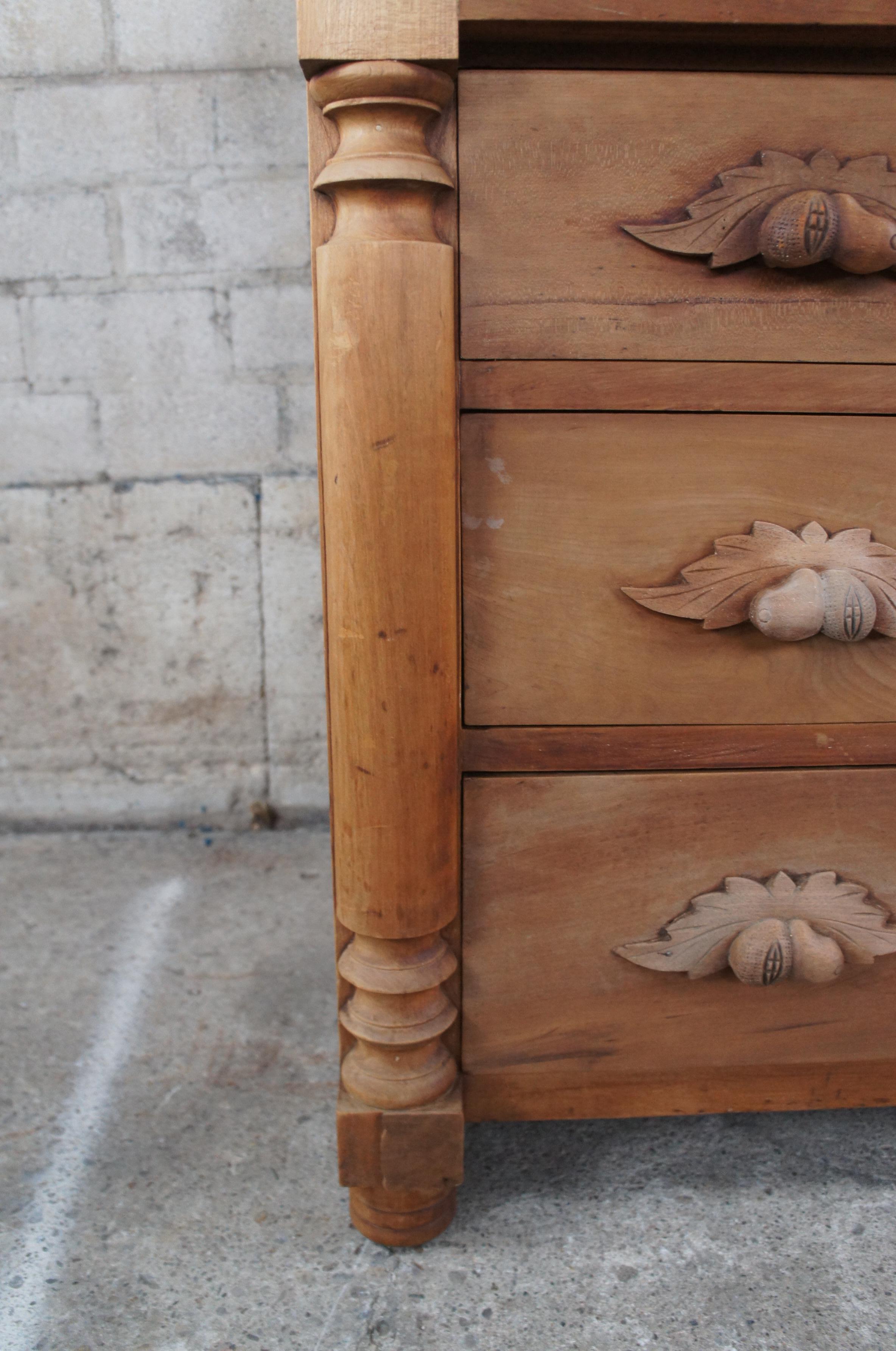 Antique 19th C. American Cherry Victorian Tallboy Chest of Drawers Dresser 6