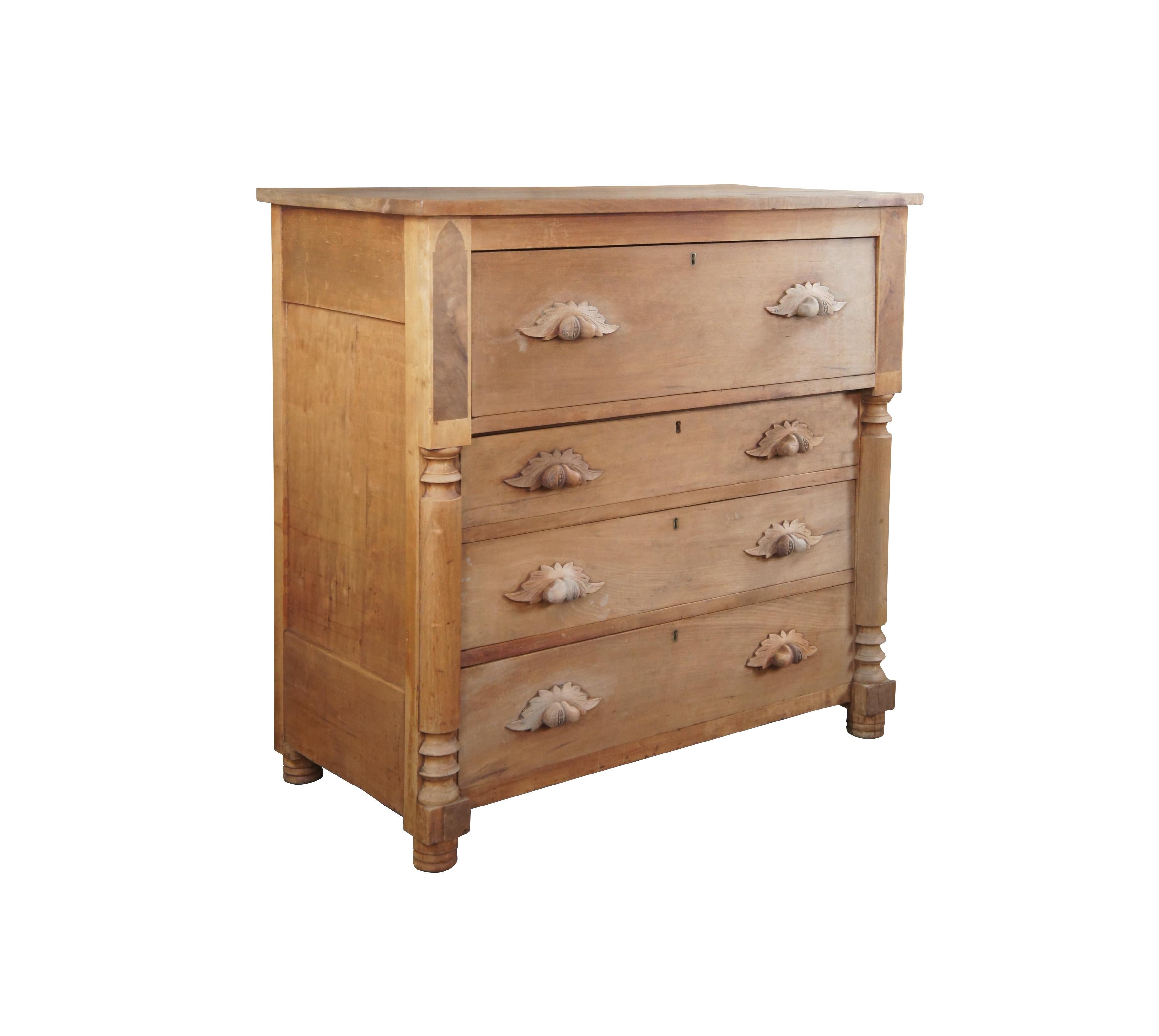Antique 19th C. American Cherry Victorian Tallboy Chest of Drawers Dresser In Good Condition In Dayton, OH