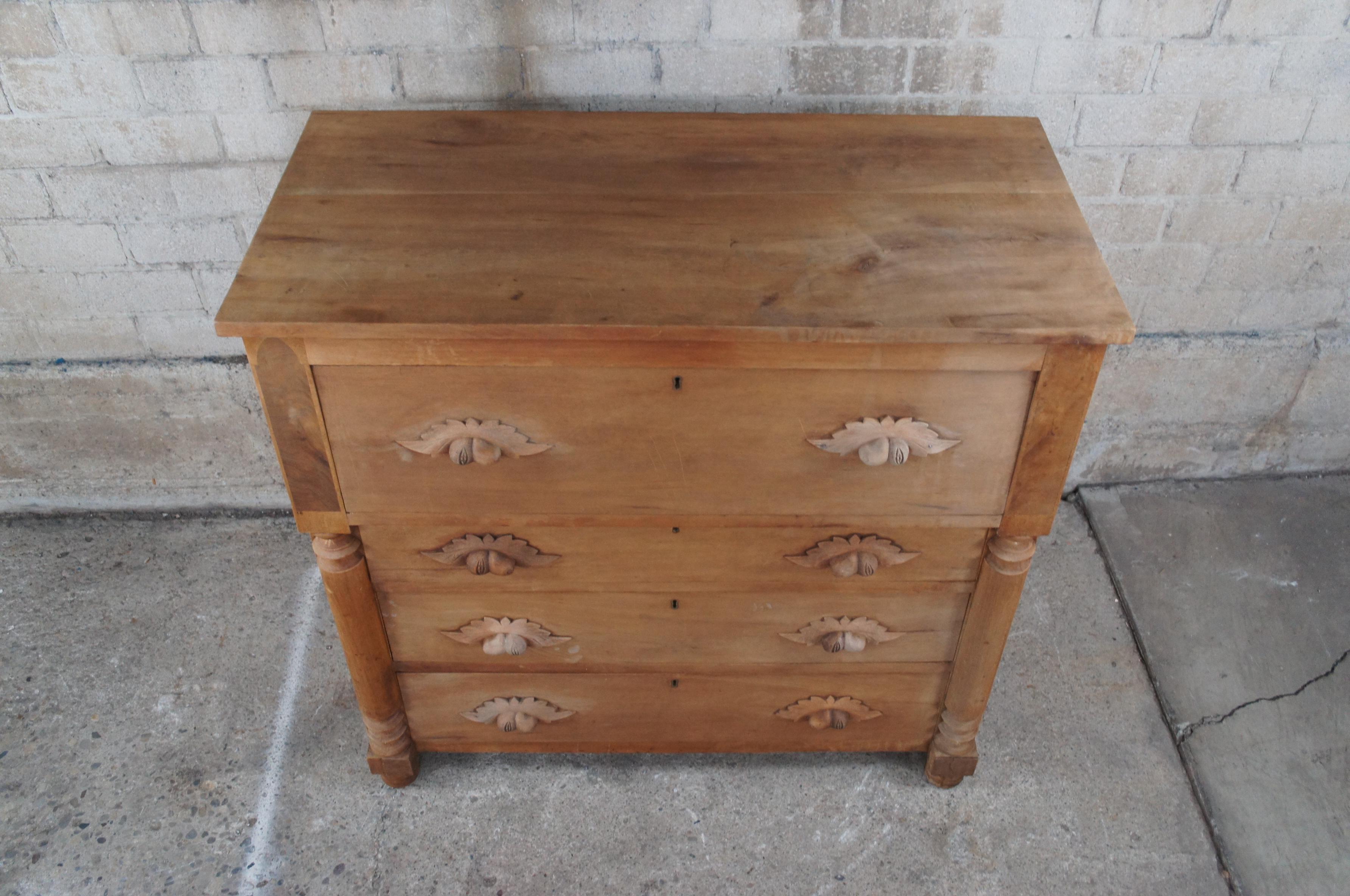 19th Century Antique 19th C. American Cherry Victorian Tallboy Chest of Drawers Dresser