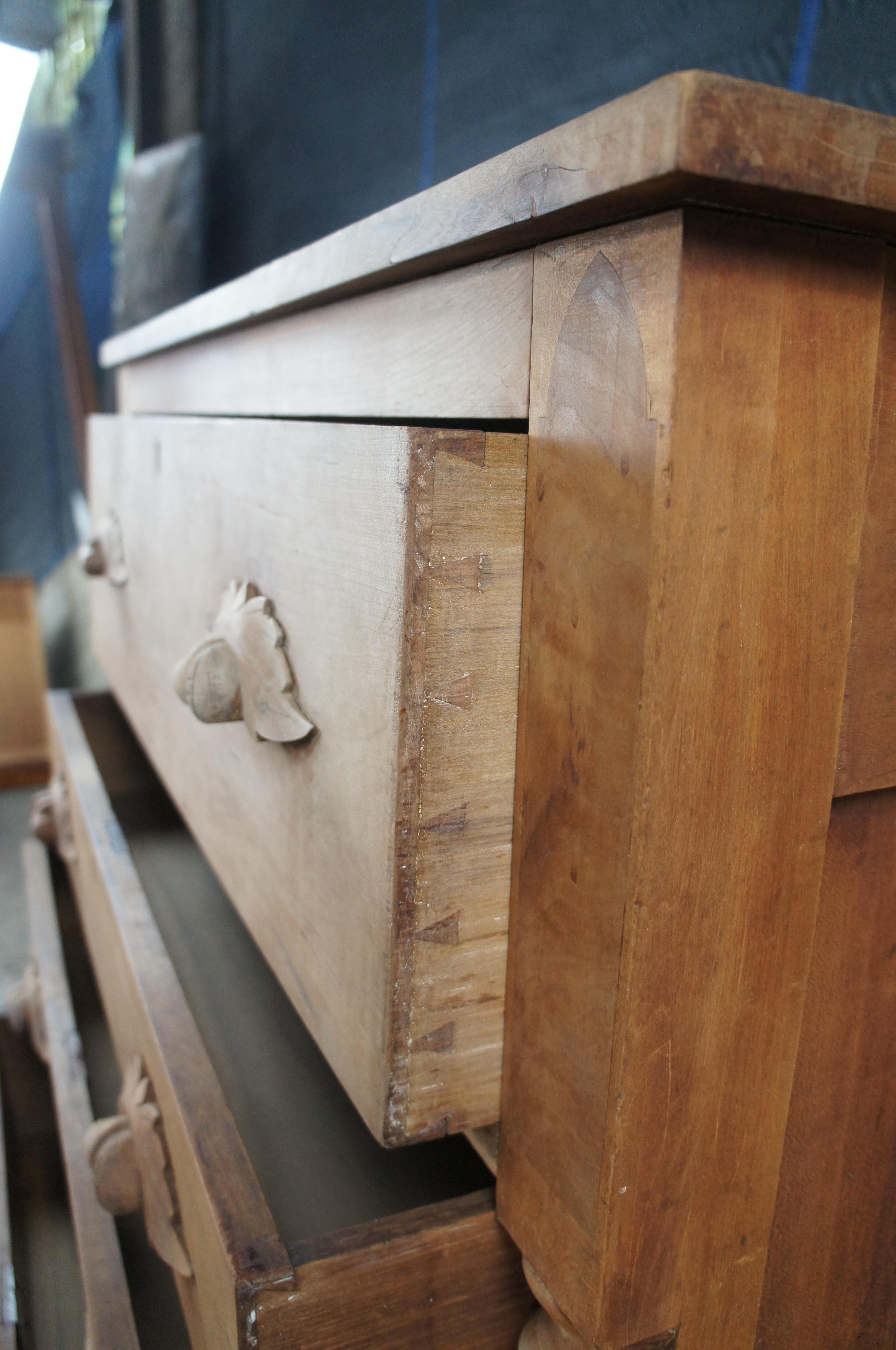 Antique 19th C. American Cherry Victorian Tallboy Chest of Drawers Dresser 4