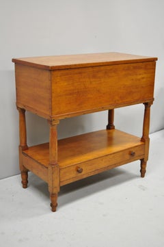 19th Century American Colonial Pine Wood Flip Top Dry Sink Cupboard Stand