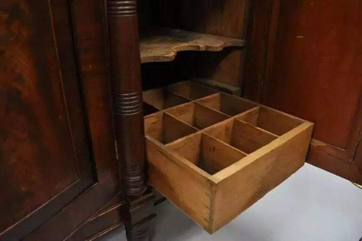 Antique 19th C. American Empire Crotch Flame Mahogany Sideboard Buffet For Sale 5