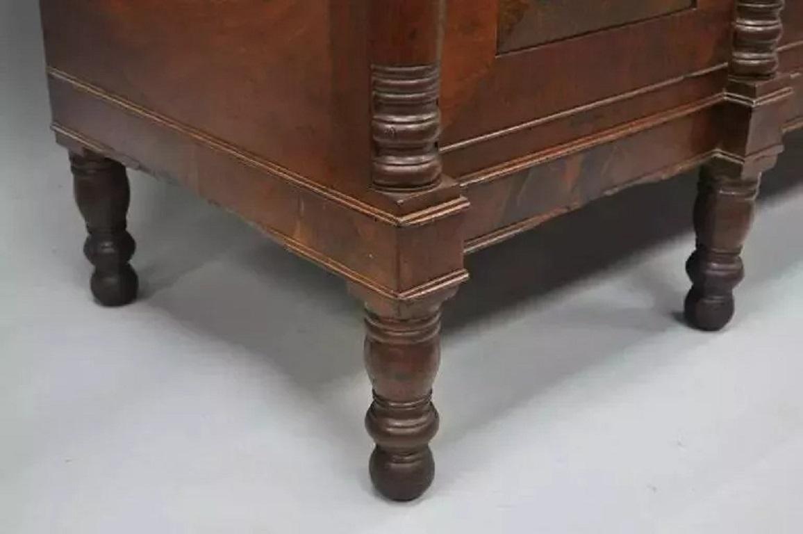 19th Century Antique 19th C. American Empire Crotch Flame Mahogany Sideboard Buffet For Sale