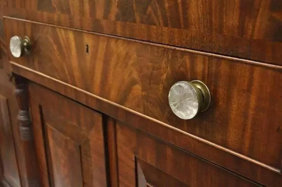 Antique 19th C. American Empire Crotch Flame Mahogany Sideboard Buffet For Sale 1